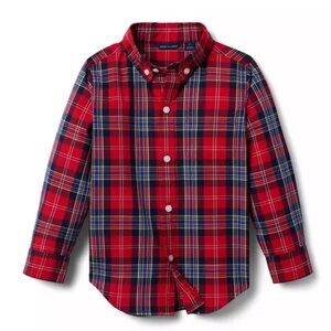Janie and Jack | The Tartan Poplin Button Up Shirt | Classic Red Tartan | 2T